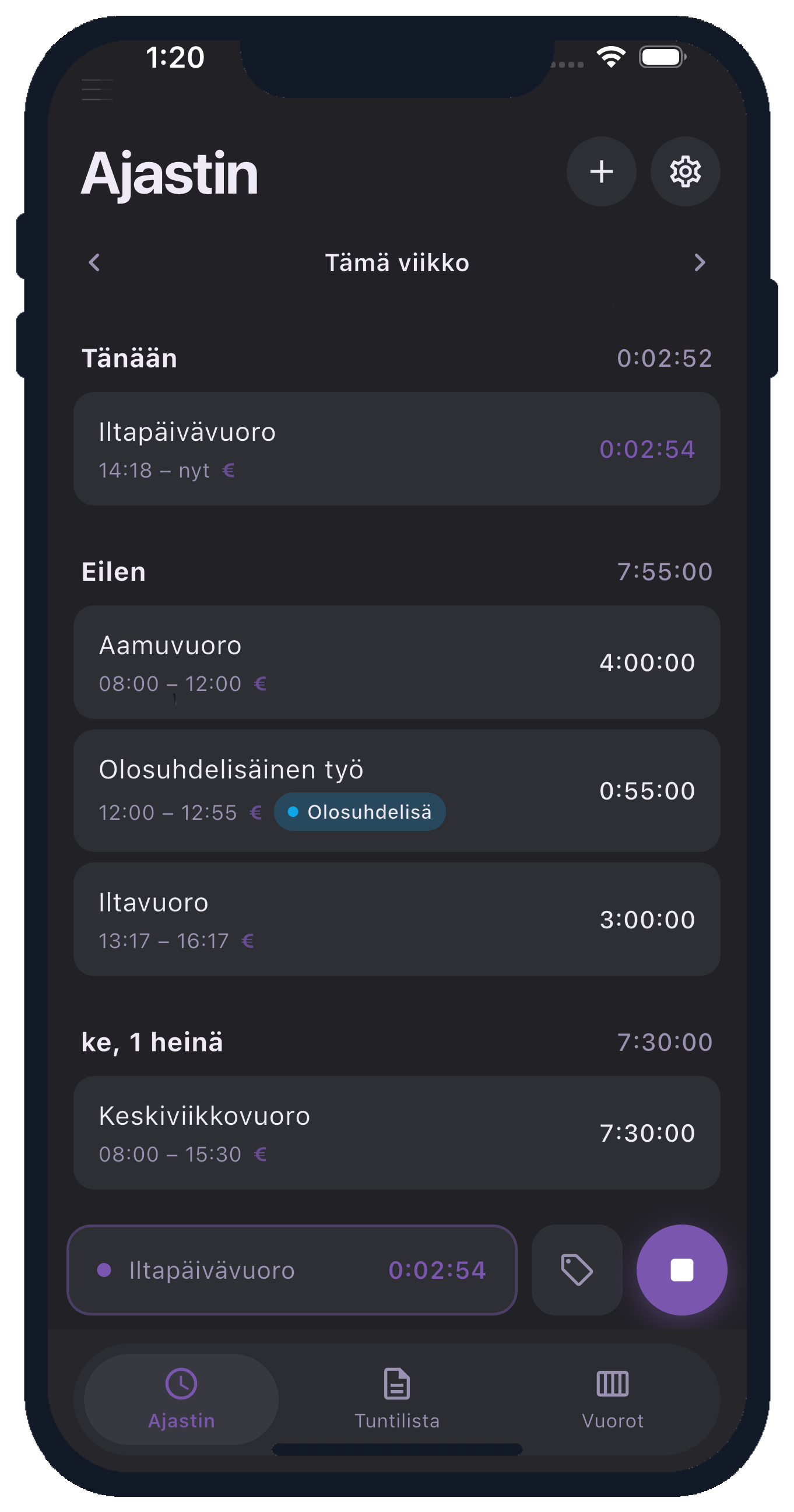 Kellota työajanseuranta-sovellus